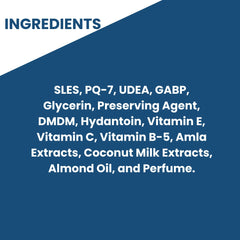 List of ingredients on a blue background with 'INGREDIENTS' at the top.