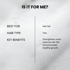 Product information card for hair care solution on a textured gray background