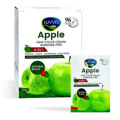 LUVVEL Apple Hair Color Cream Sachets - 30ml - Natural Black - For Men & Women