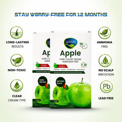 Luvvel Apple Hair Color Cream (500ml) | Ammonia Free Natural Hair Dye