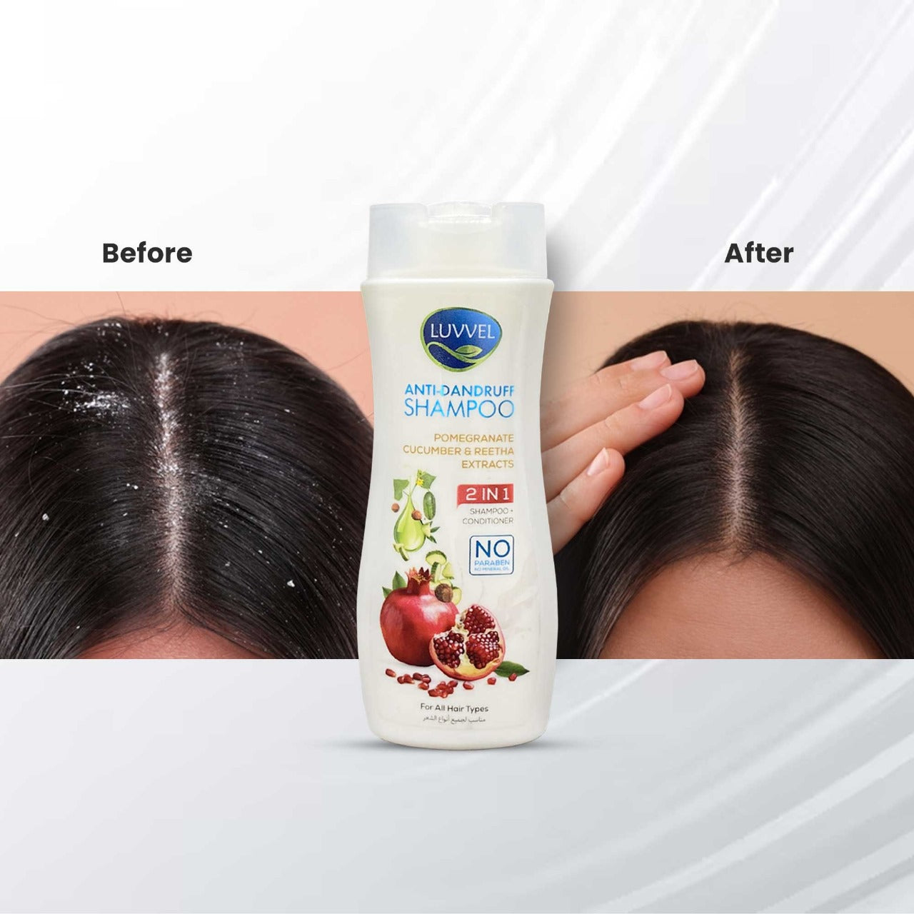 Luvvel Anti Dandruff Shampoo - Pomegranate & Reetha Extracts