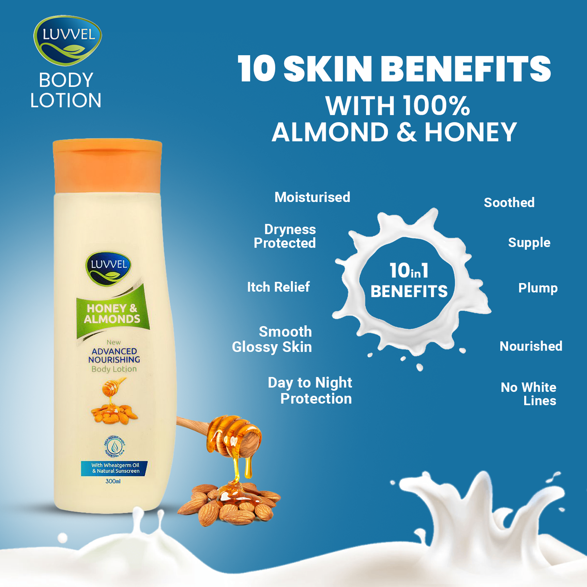 Luvvel Moisturizing Body Lotion - Honey And Almonds