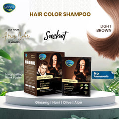 LUVVEL HAIR COLOR SHAMPOO SACHET WITH OLIVE OIL,  VITAMIN-E AND ALOVERA EXTRACTS